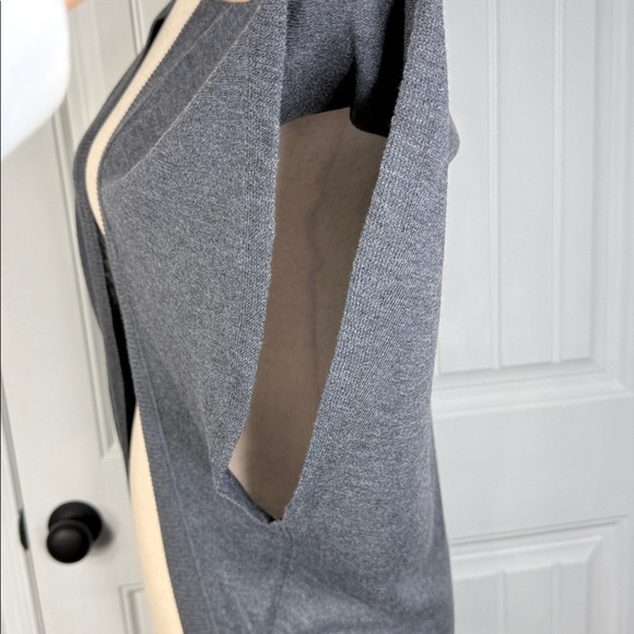 LOFT Sweater Womens M/L Charcoal Gray Open Front Batwing Shrug - Picture 4 of 11